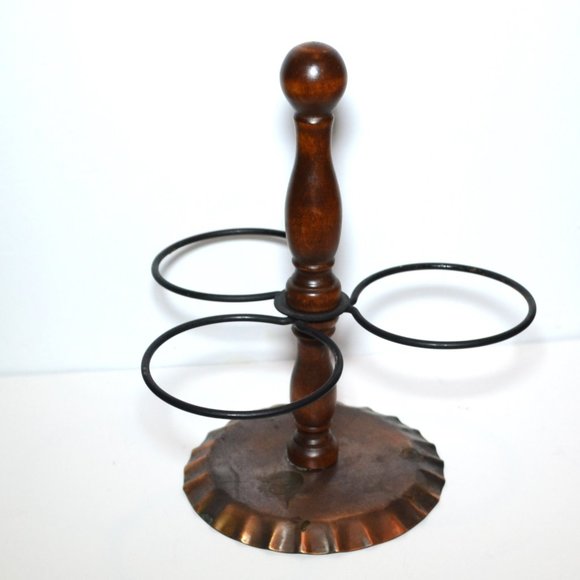 Vintage Pfaltzgraff Village Pattern Condiment Set Copper Base And Holders - Picture 3 of 8